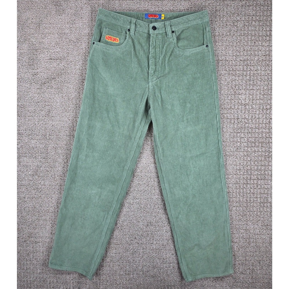 Empyre Mens Green Corduroy Skate Pants Size 32x30 Relaxed Fit Straight Leg